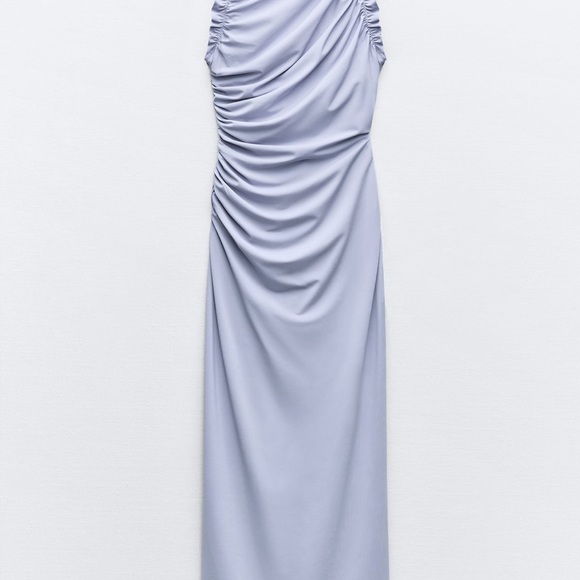 NWT Zara Ruffle Midi Dress Size M Powder Blue SS24 Collection 2886/262 - Picture 2 of 3